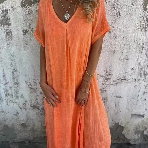 Marisol | Vestido maxi holgado con escote en V y caída fluida