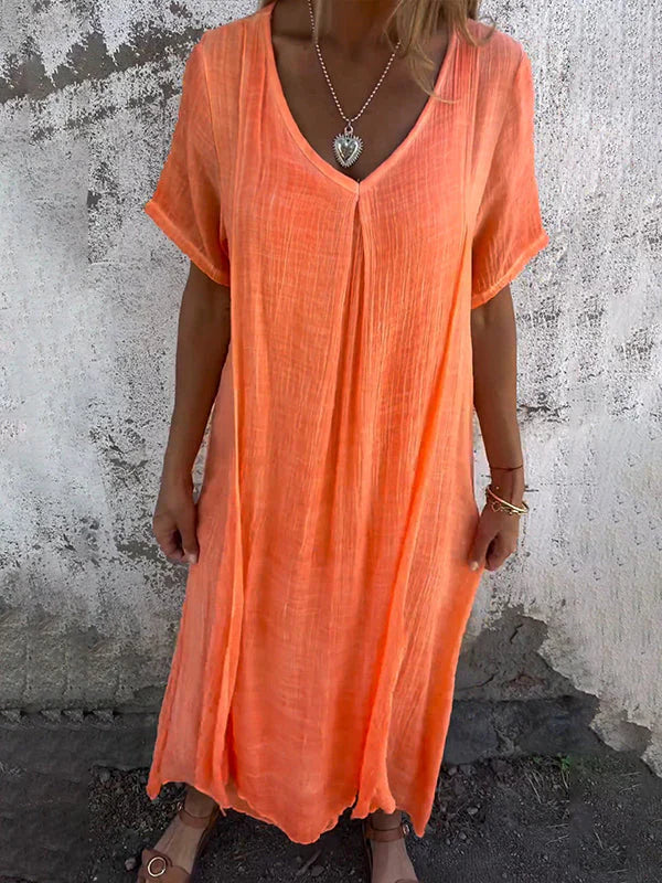 Marisol | Vestido maxi holgado con escote en V y caída fluida