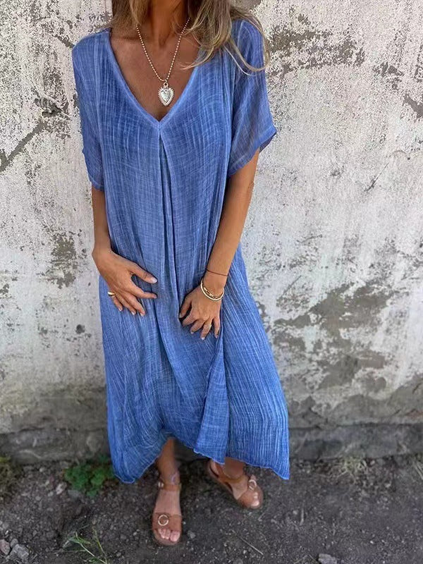Marisol | Vestido maxi holgado con escote en V y caída fluida