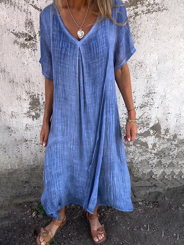 Marisol | Vestido maxi holgado con escote en V y caída fluida