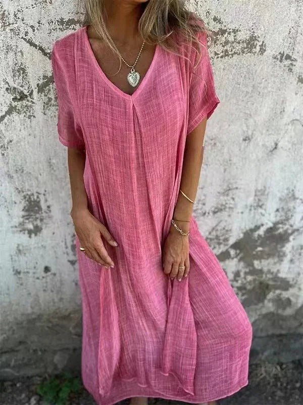 Marisol | Vestido maxi holgado con escote en V y caída fluida