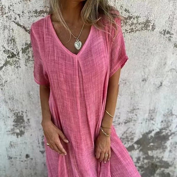 Marisol | Vestido maxi holgado con escote en V y caída fluida