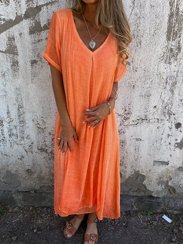 Marisol | Vestido maxi holgado con escote en V y caída fluida