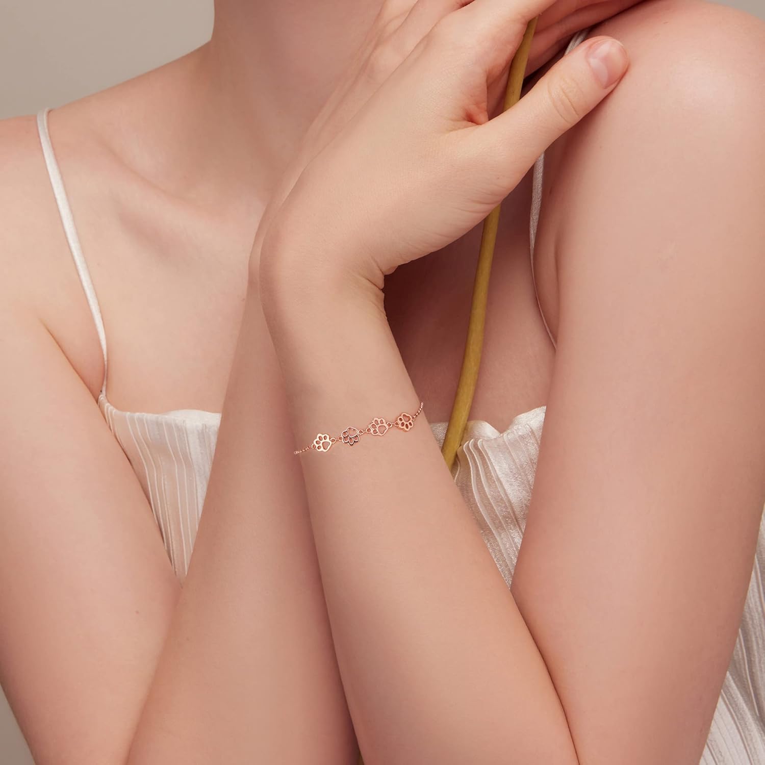 Pulsera de Huella de Patas de Plata de Ley – Ajuste Ajustable
