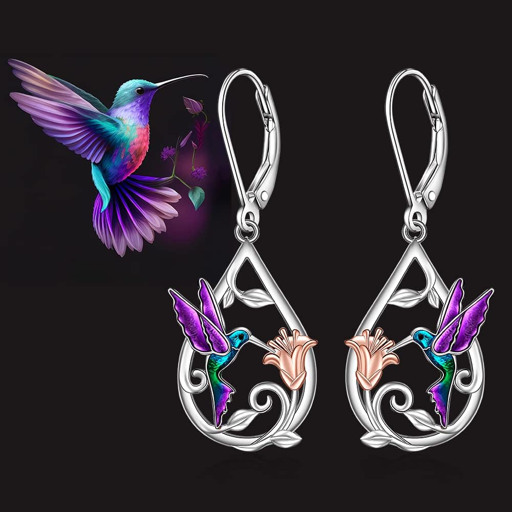 Hermosa Collar de Colibrí para Mujeres con Pendientes de Regalo
