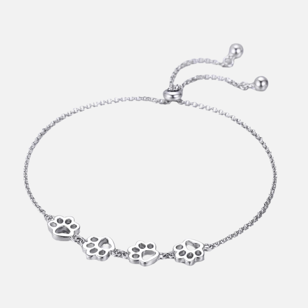 Pulsera de Huella de Patas de Plata de Ley – Ajuste Ajustable