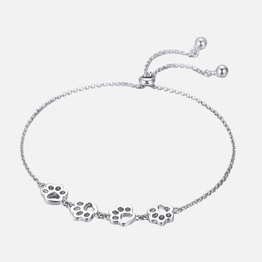 Pulsera de Huella de Patas de Plata de Ley – Ajuste Ajustable