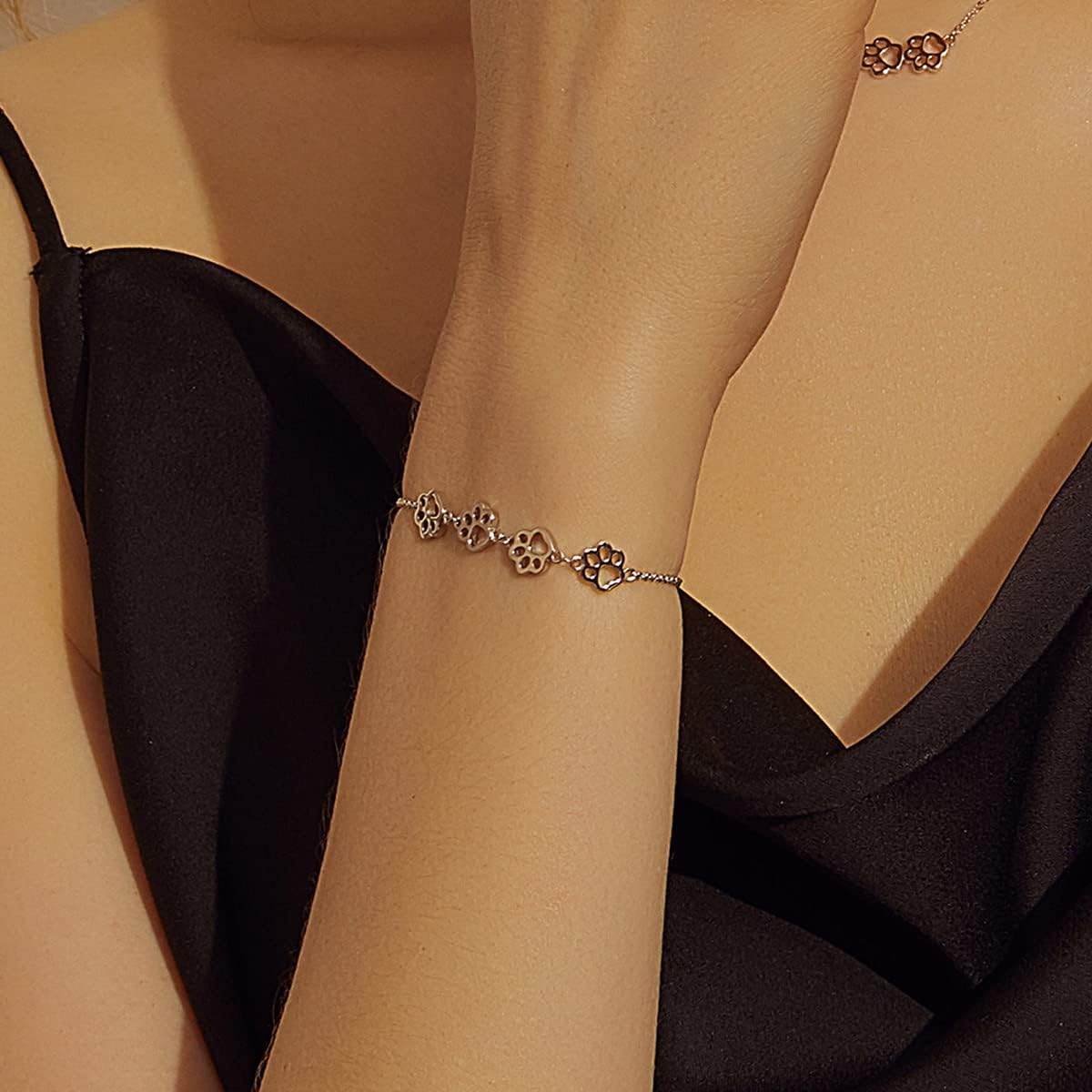 Pulsera de Huella de Patas de Plata de Ley – Ajuste Ajustable