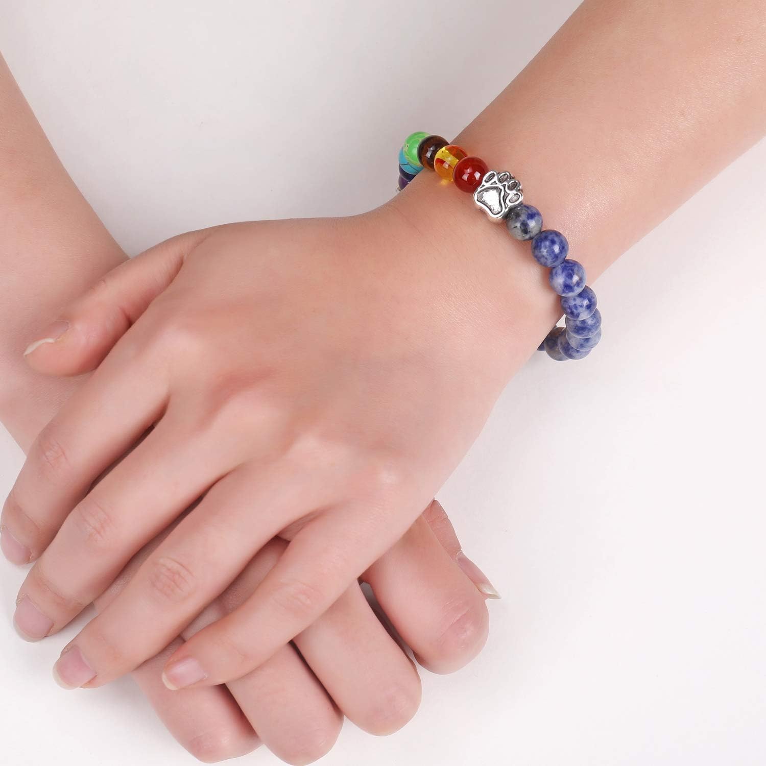 Pulsera Memorial del Puente Arcoíris – Regalo de 7 Bolas de Chakra por Pérdida de Mascota