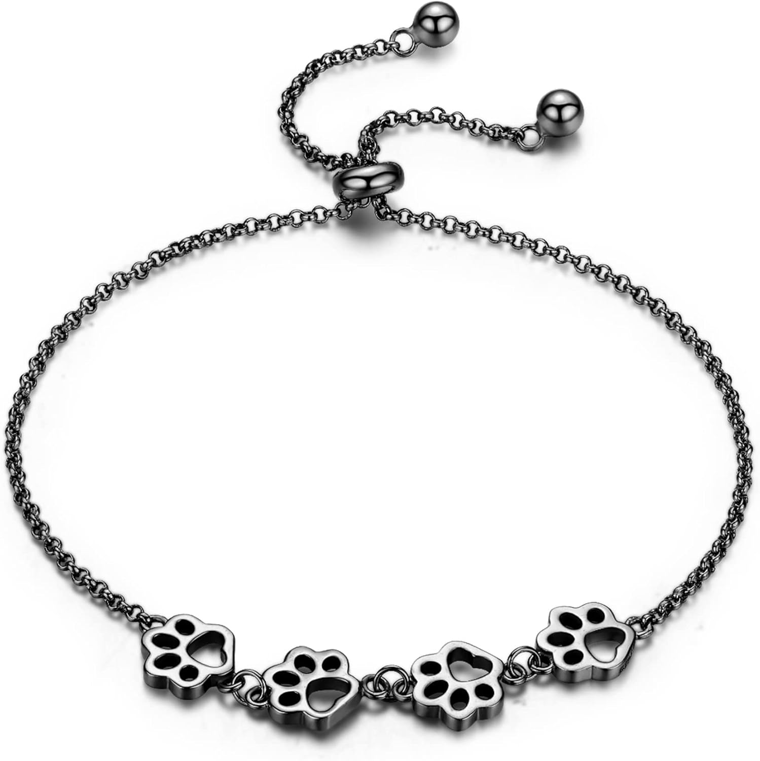 Pulsera de Huella de Patas de Plata de Ley – Ajuste Ajustable
