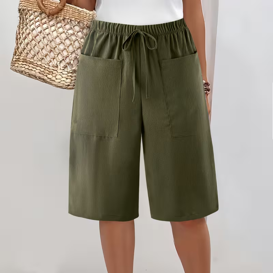 Floreva | Pantalón corto largo con bolsillos y cordón ajustable
