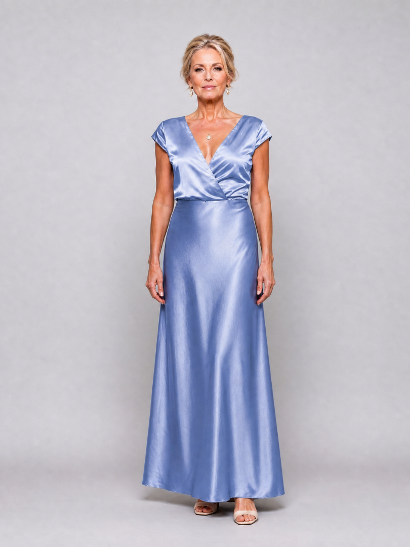 Samouse | Vestido Maxi con Manga Corta y Cuerpo Envolvente