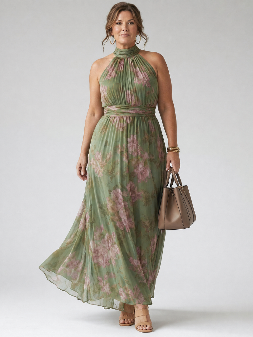 Livia™| Vestido maxi halter floral elegante