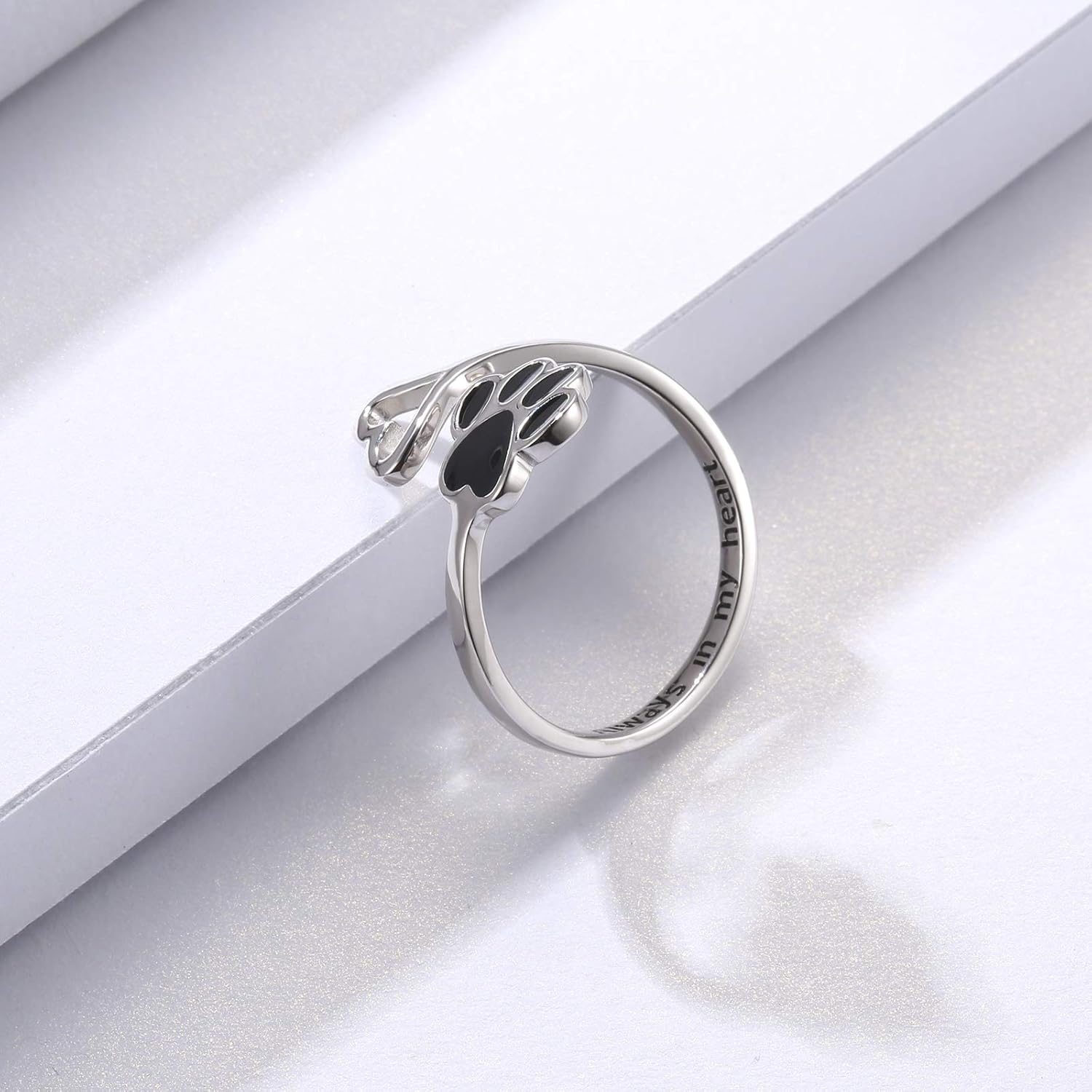 Anillo Artesanal de Patita y Corazón – Ajustable en Plata de Ley 925