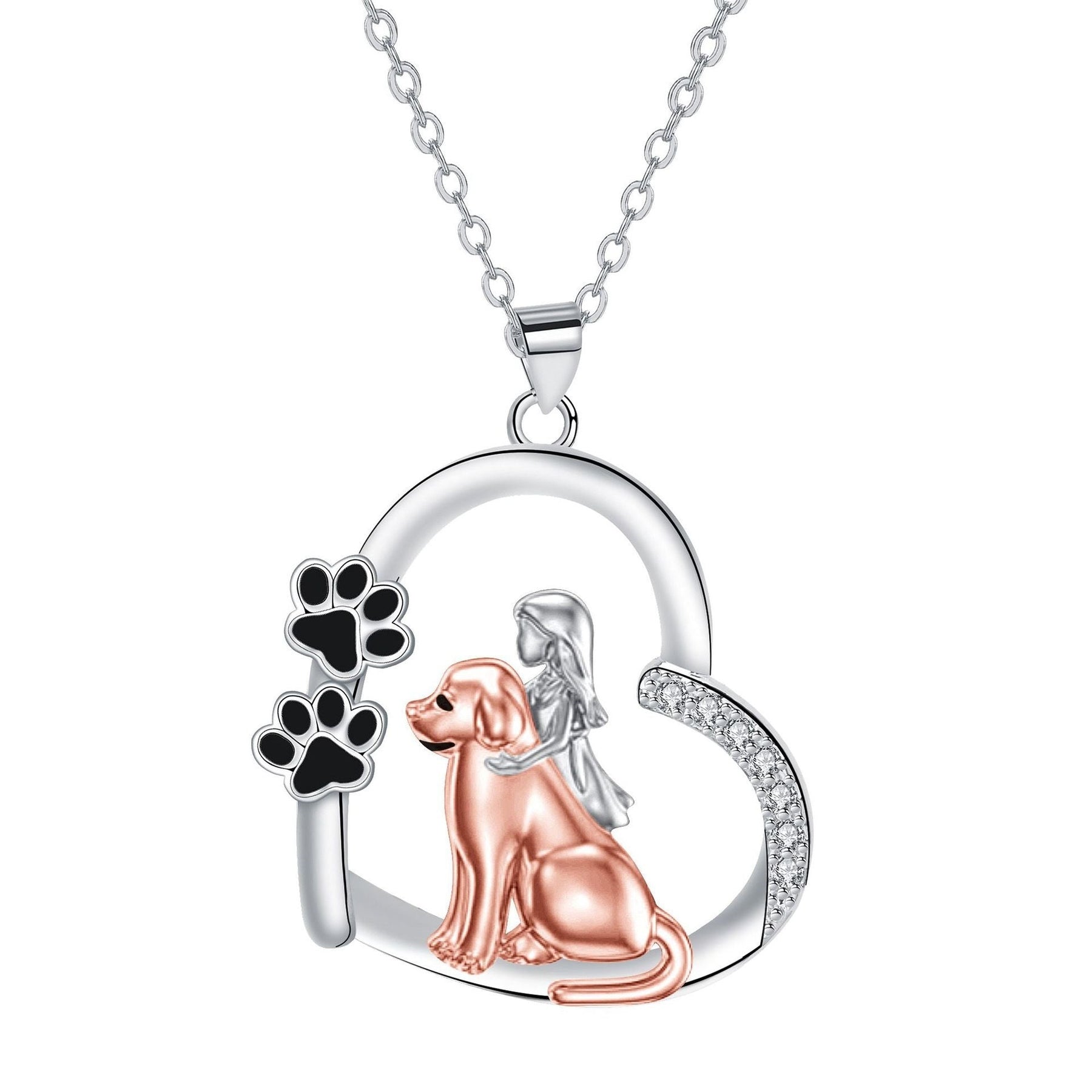Collar de Perro y Niña en Forma de Corazón