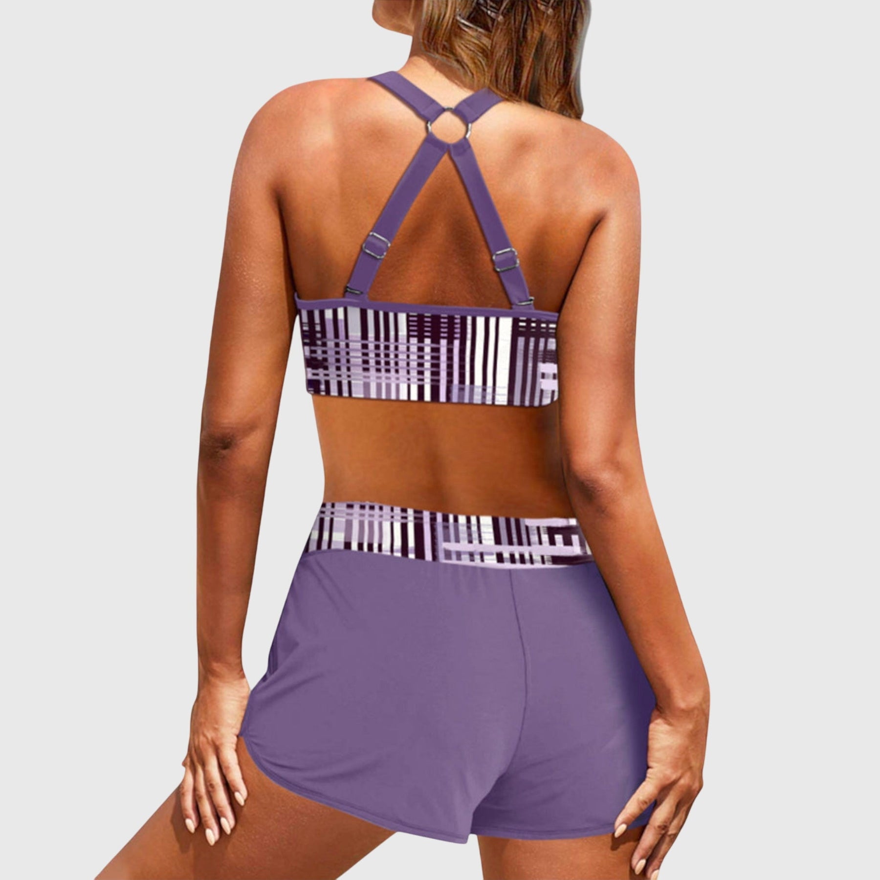 Elena | Conjunto de Bikini de Talle Alto a Rayas