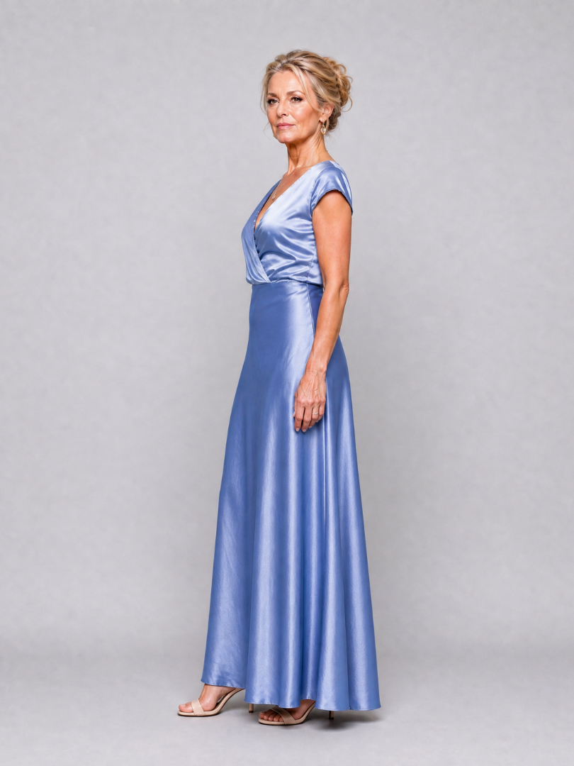 Samouse | Vestido Maxi con Manga Corta y Cuerpo Envolvente