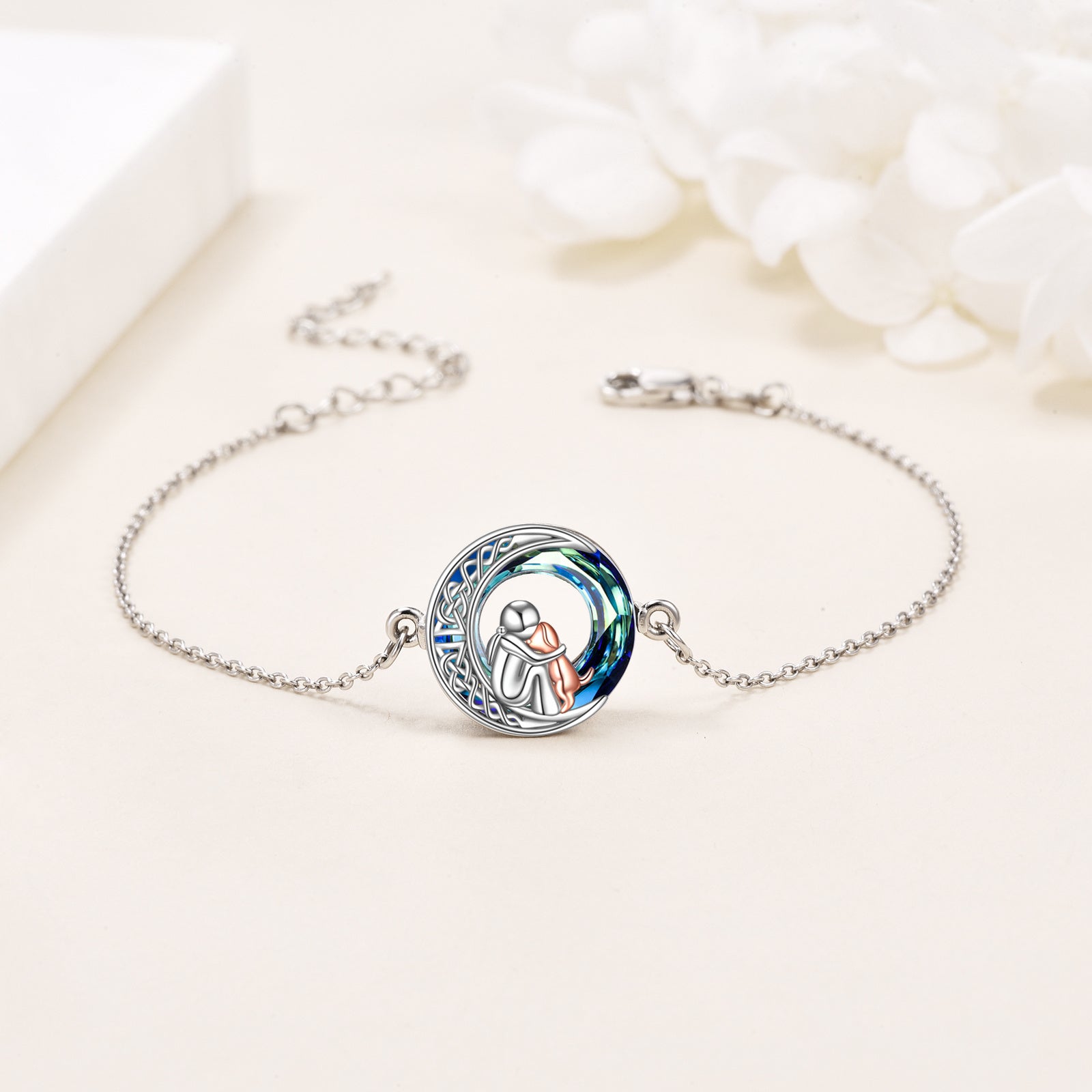 Pulsera Ajustable de Encanto de Perro de Plata Esterlina
