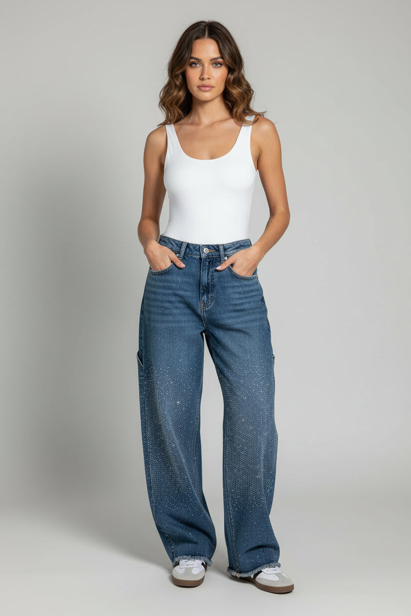 Nova | Jeans balloon con efecto brillante