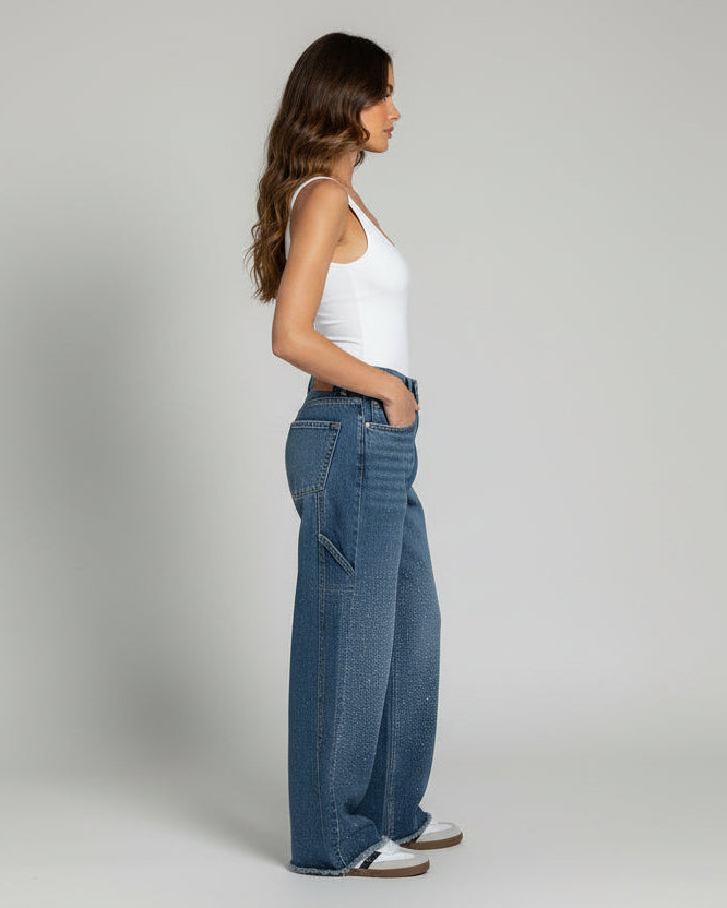 Nova | Jeans balloon con efecto brillante