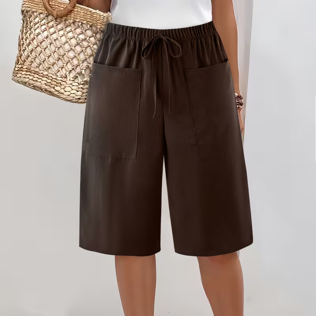 Floreva | Pantalón corto largo con bolsillos y cordón ajustable