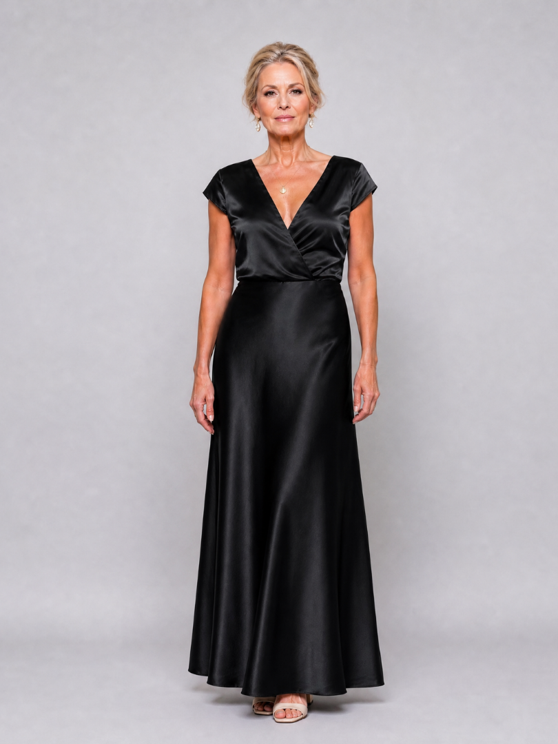 Samouse | Vestido Maxi con Manga Corta y Cuerpo Envolvente