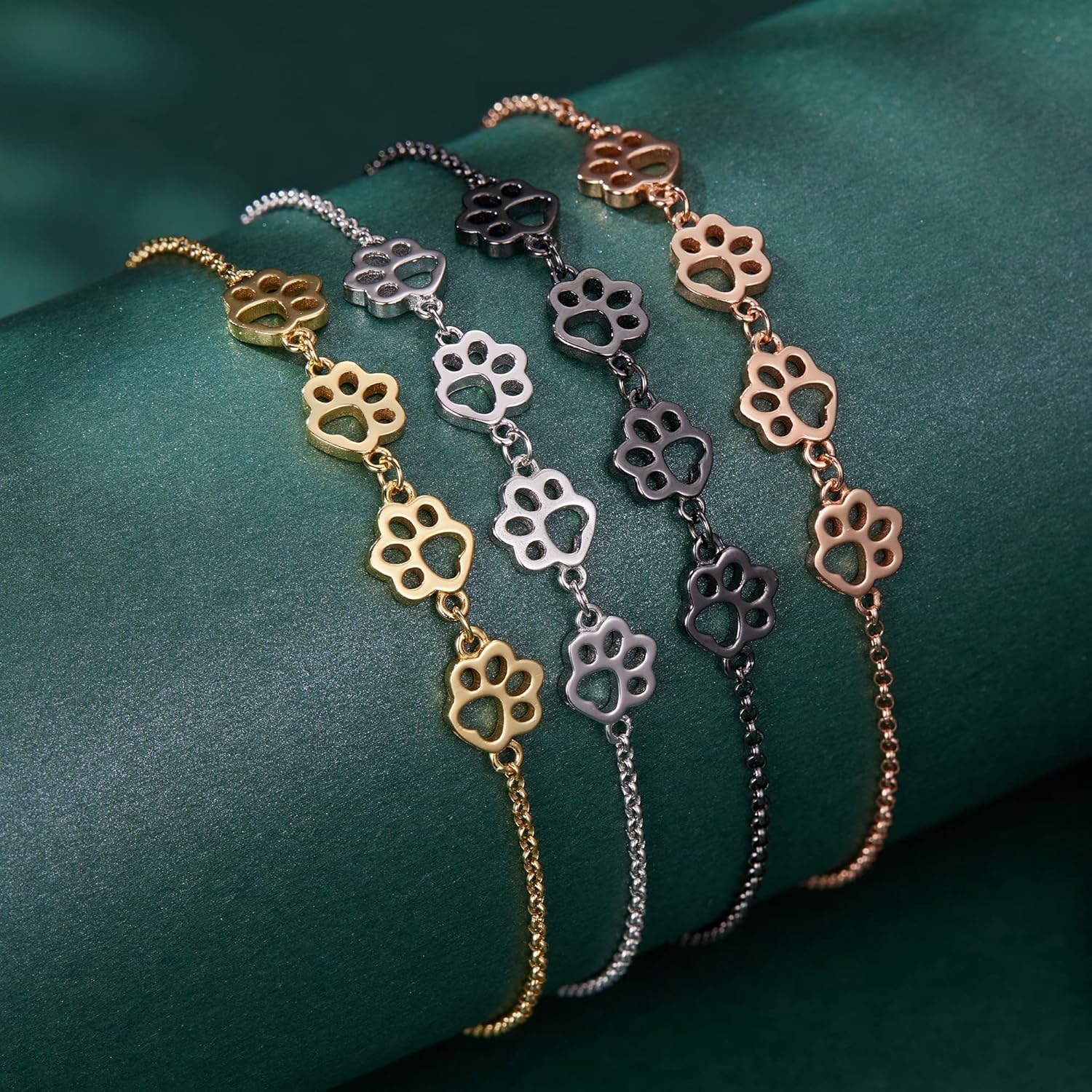 Pulsera de Huella de Patas de Plata de Ley – Ajuste Ajustable