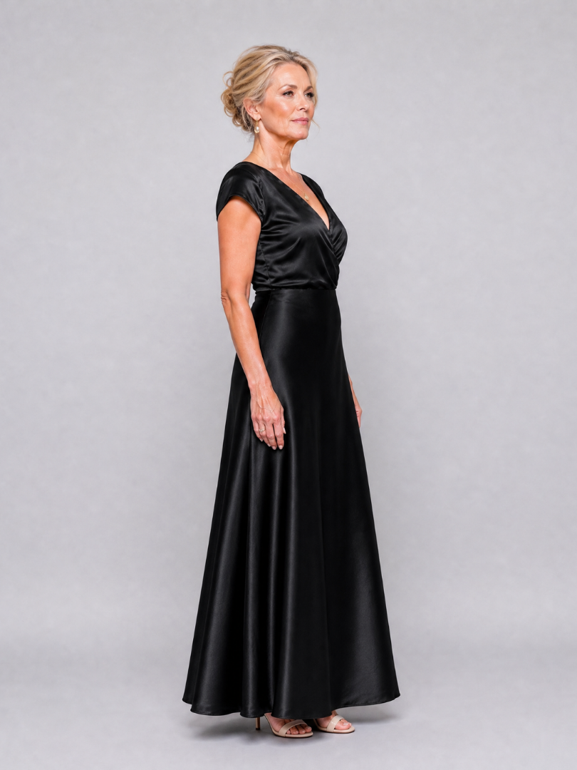 Samouse | Vestido Maxi con Manga Corta y Cuerpo Envolvente