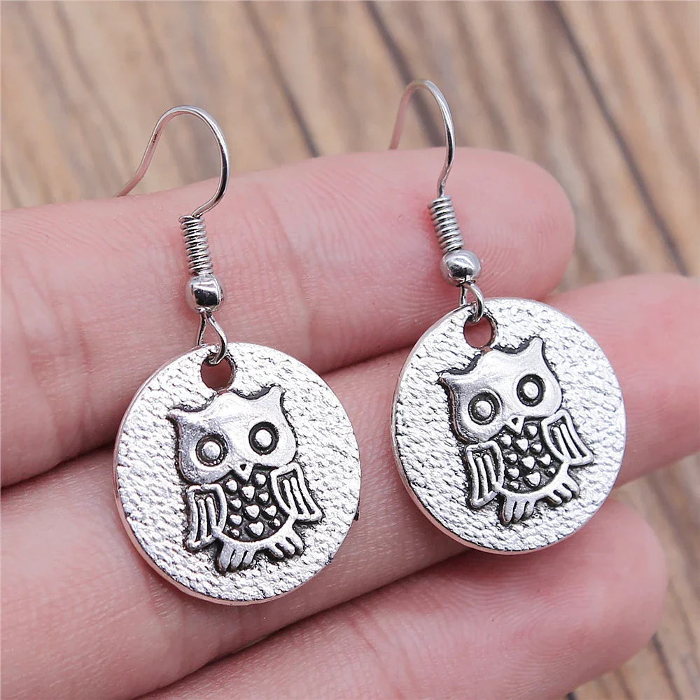 Pendientes Colgantes de Búho Vintage Bohemio