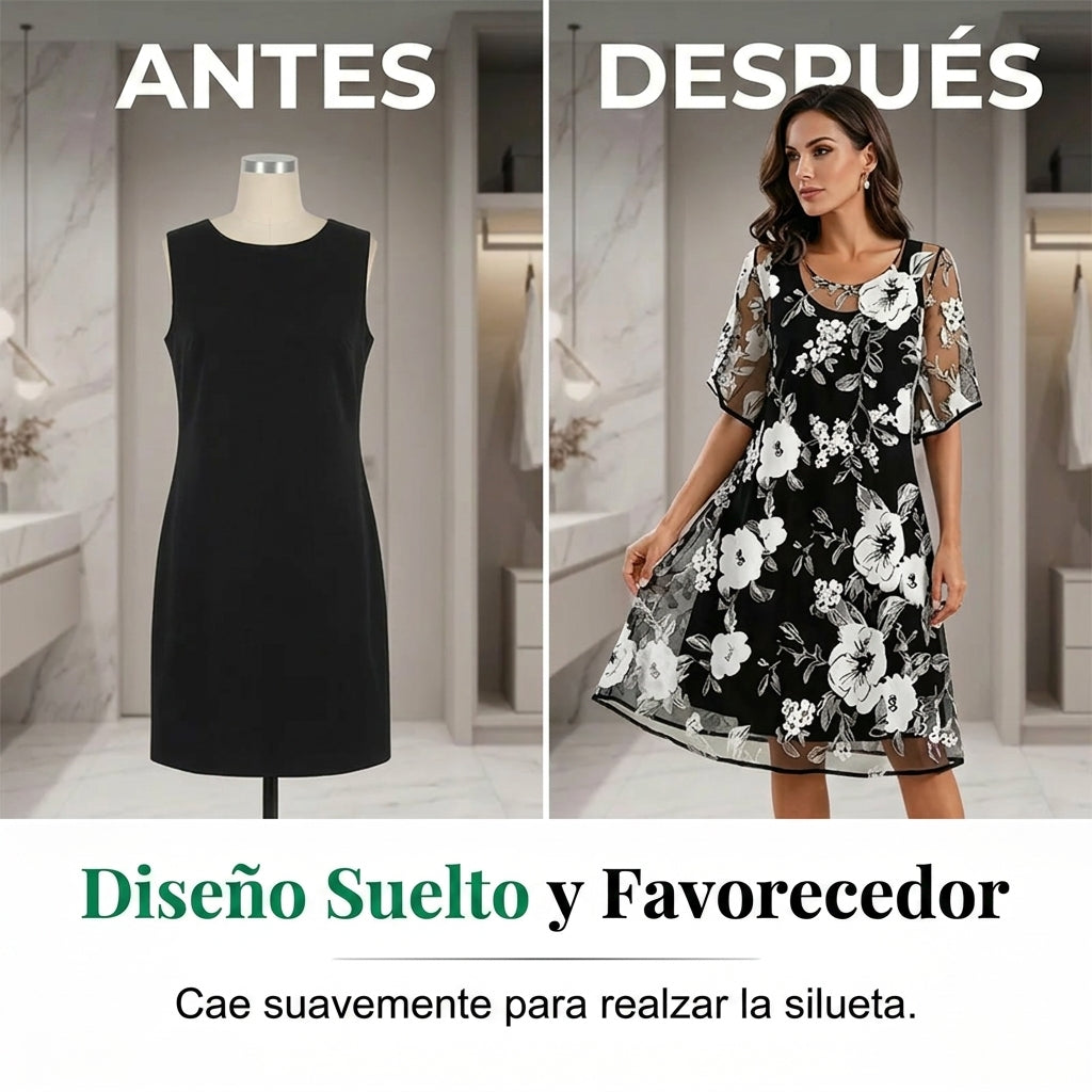 Elisa - Vestido de gasa floral elegante