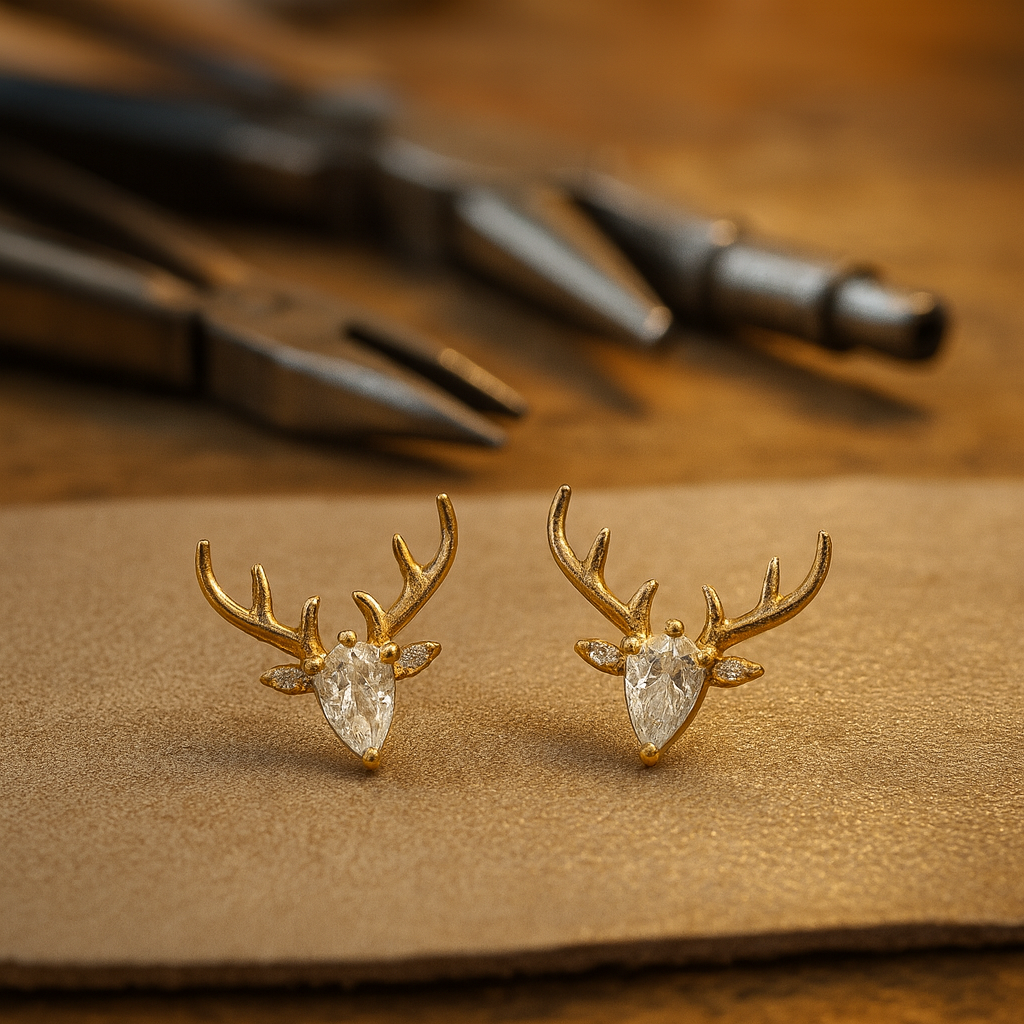Pendientes de Cuerno con Zirconio Claro
