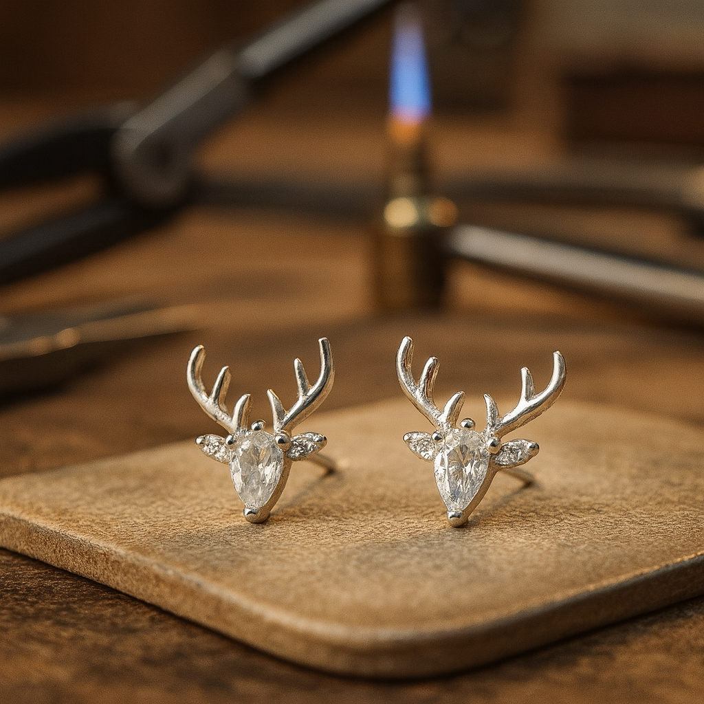 Pendientes de Cuerno con Zirconio Claro