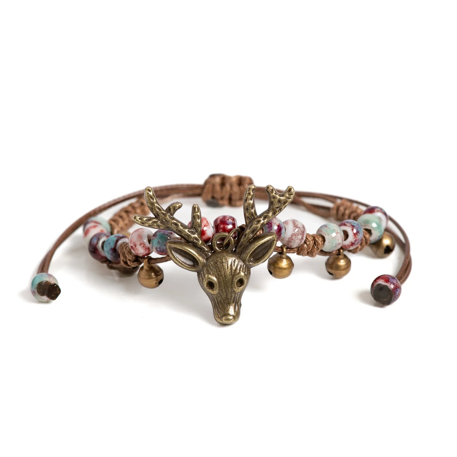 Pulsera de Encanto de Ciervo de Cerámica Hecha a Mano