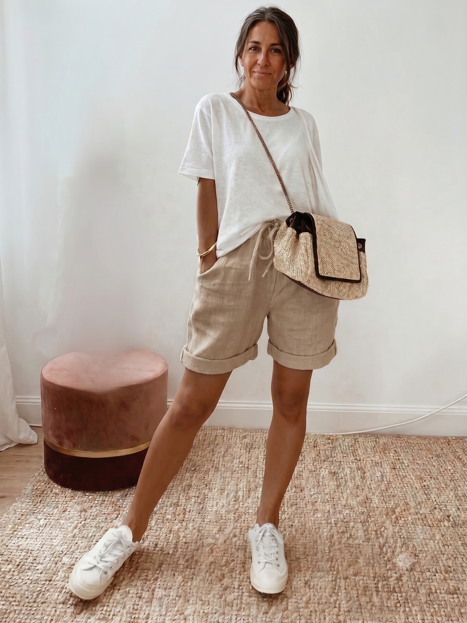 Keely - Pantalones cortos cómodos de lino