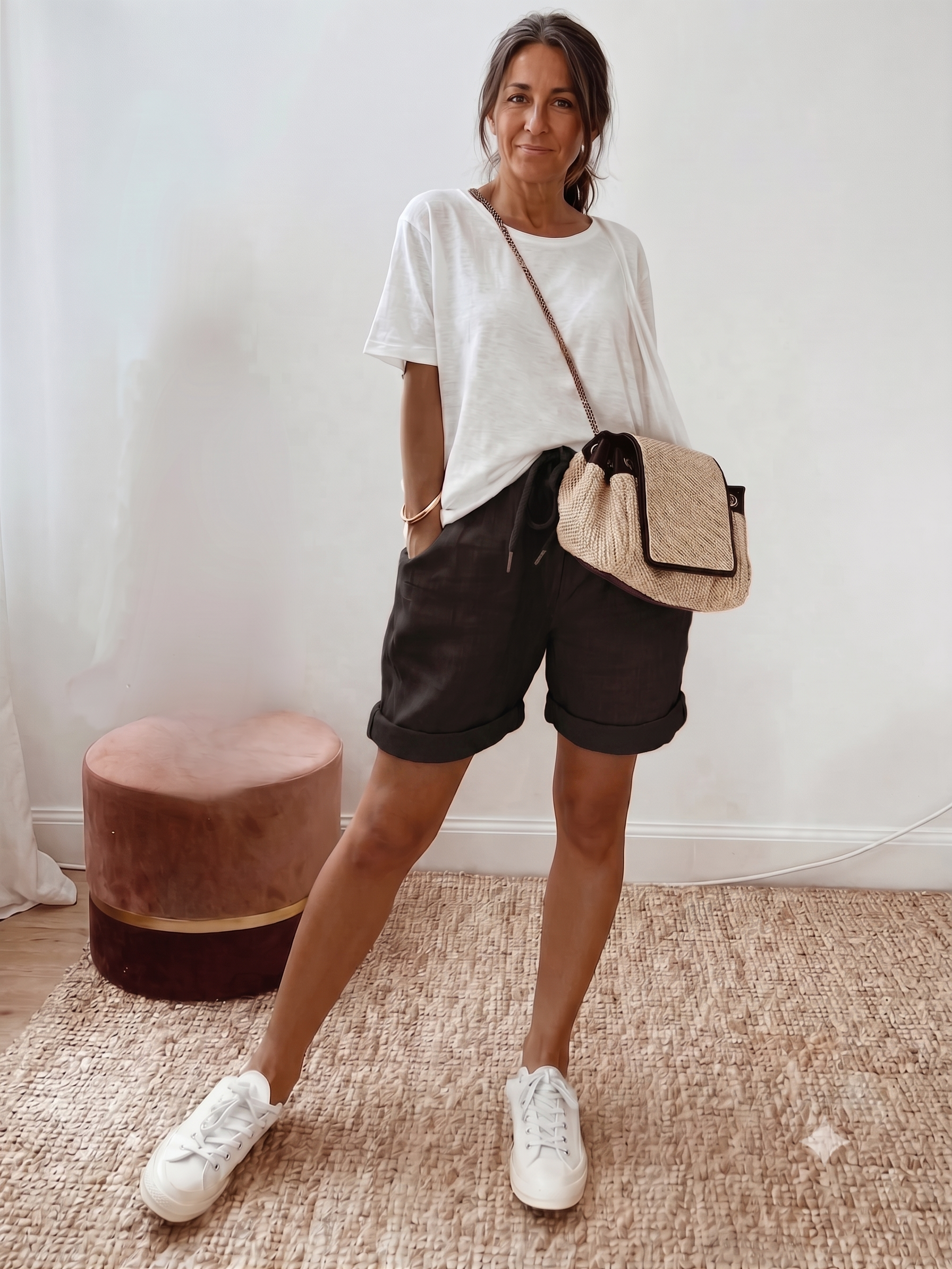 Keely - Pantalones cortos cómodos de lino