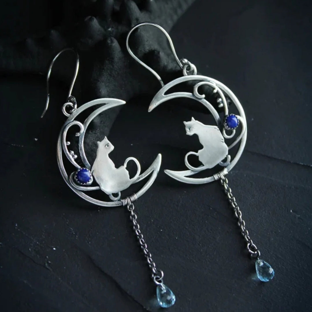 Pendientes Boho de Zirconia Azul en Plata de Ley