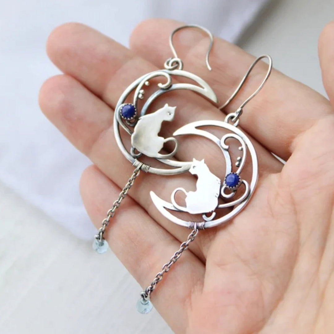 Pendientes Boho de Zirconia Azul en Plata de Ley