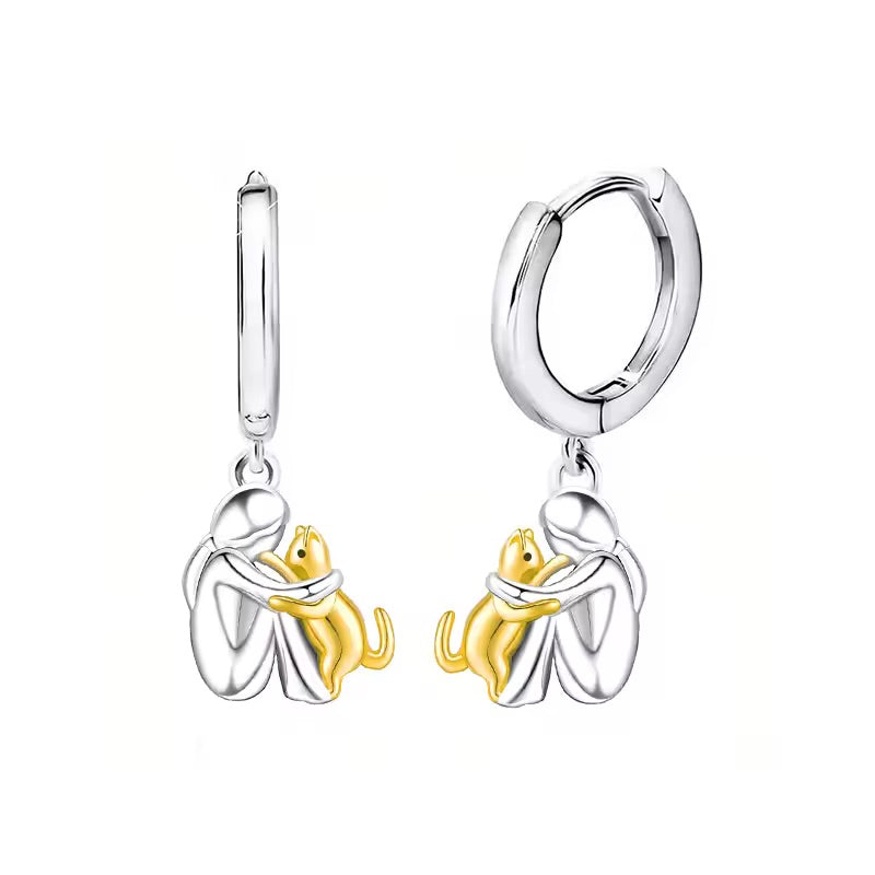 Collar Colgante de Abrazo de Gato con Pendientes de Regalo – Oferta por Tiempo Limitado