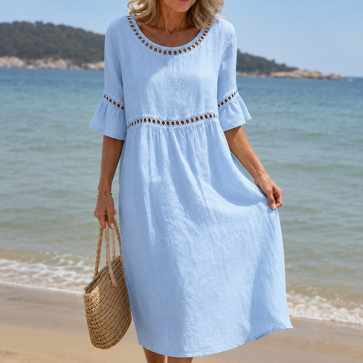 Hélène | Vestido largo de lino con efecto de vientre plano