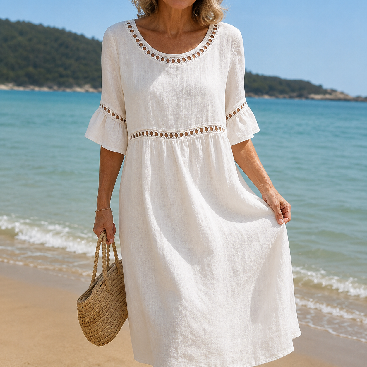 Hélène | Vestido largo de lino con efecto de vientre plano