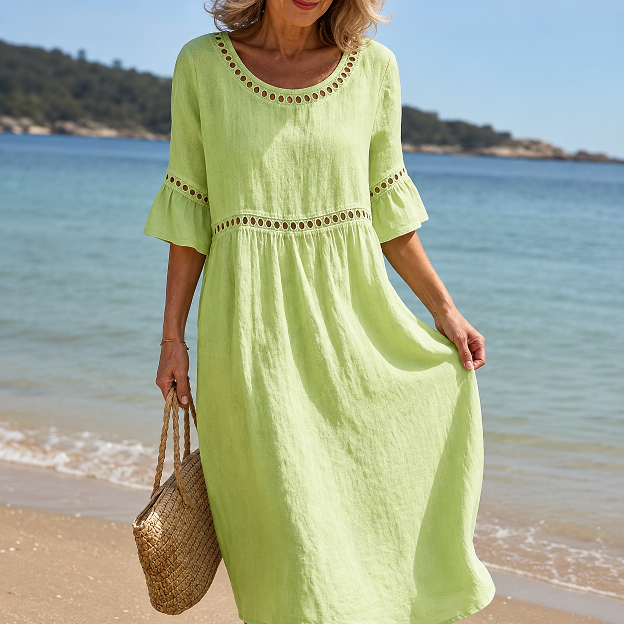 Hélène | Vestido largo de lino con efecto de vientre plano
