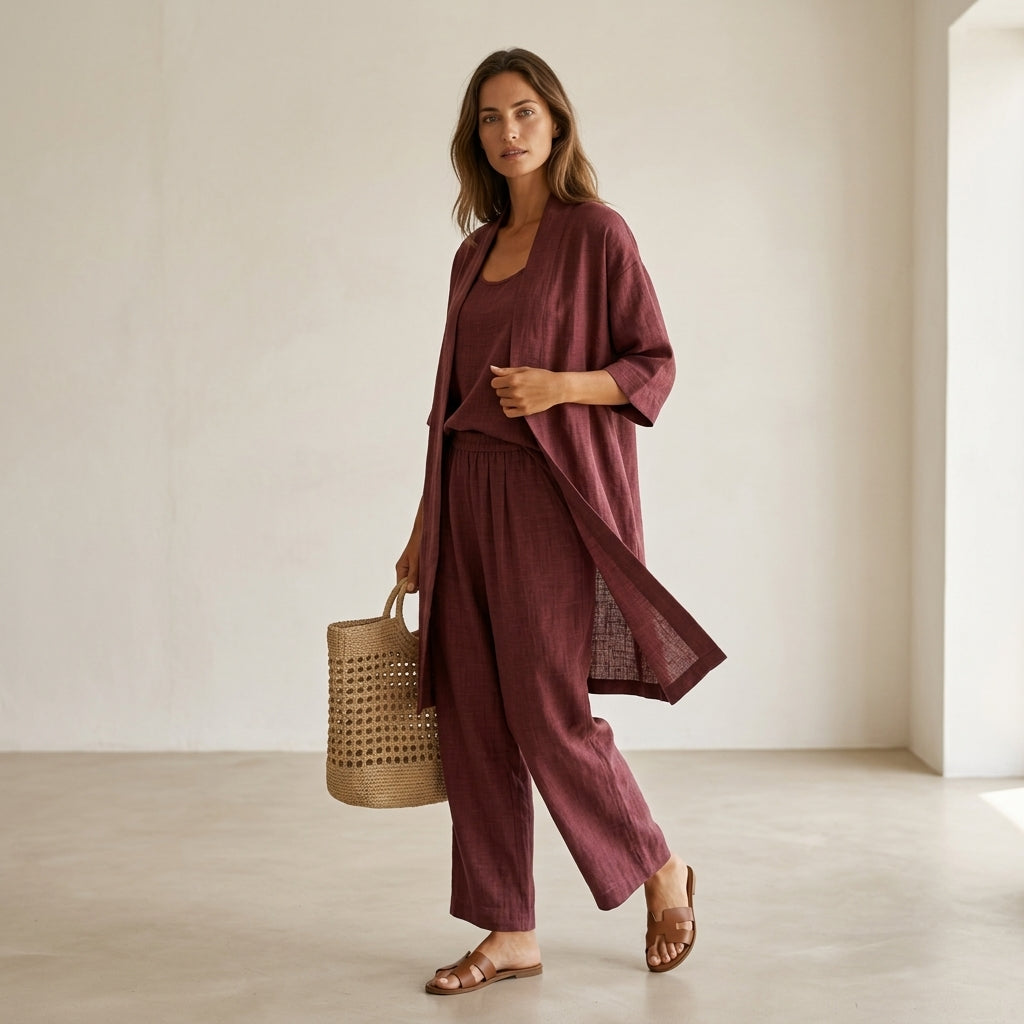 Isabela | Conjunto elegante de tres piezas con tejido transpirable
