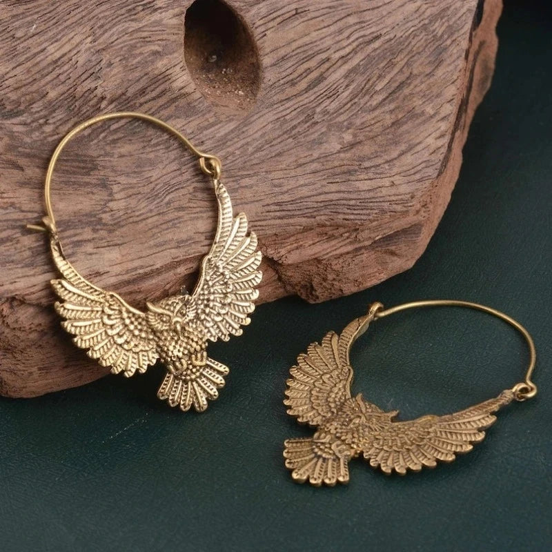 Pendientes Declarativos de Búho Vintage Bohemio