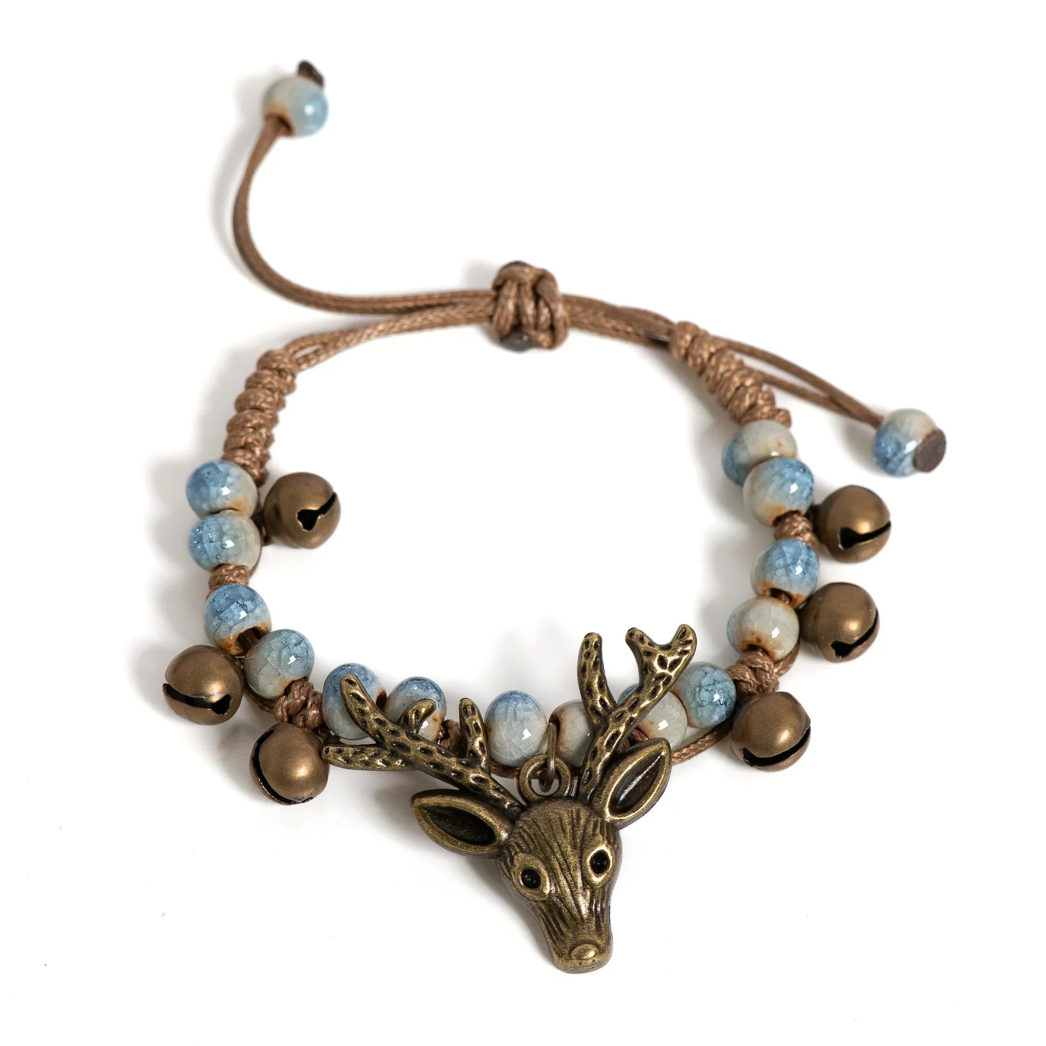 Pulsera de Encanto de Ciervo de Cerámica Hecha a Mano