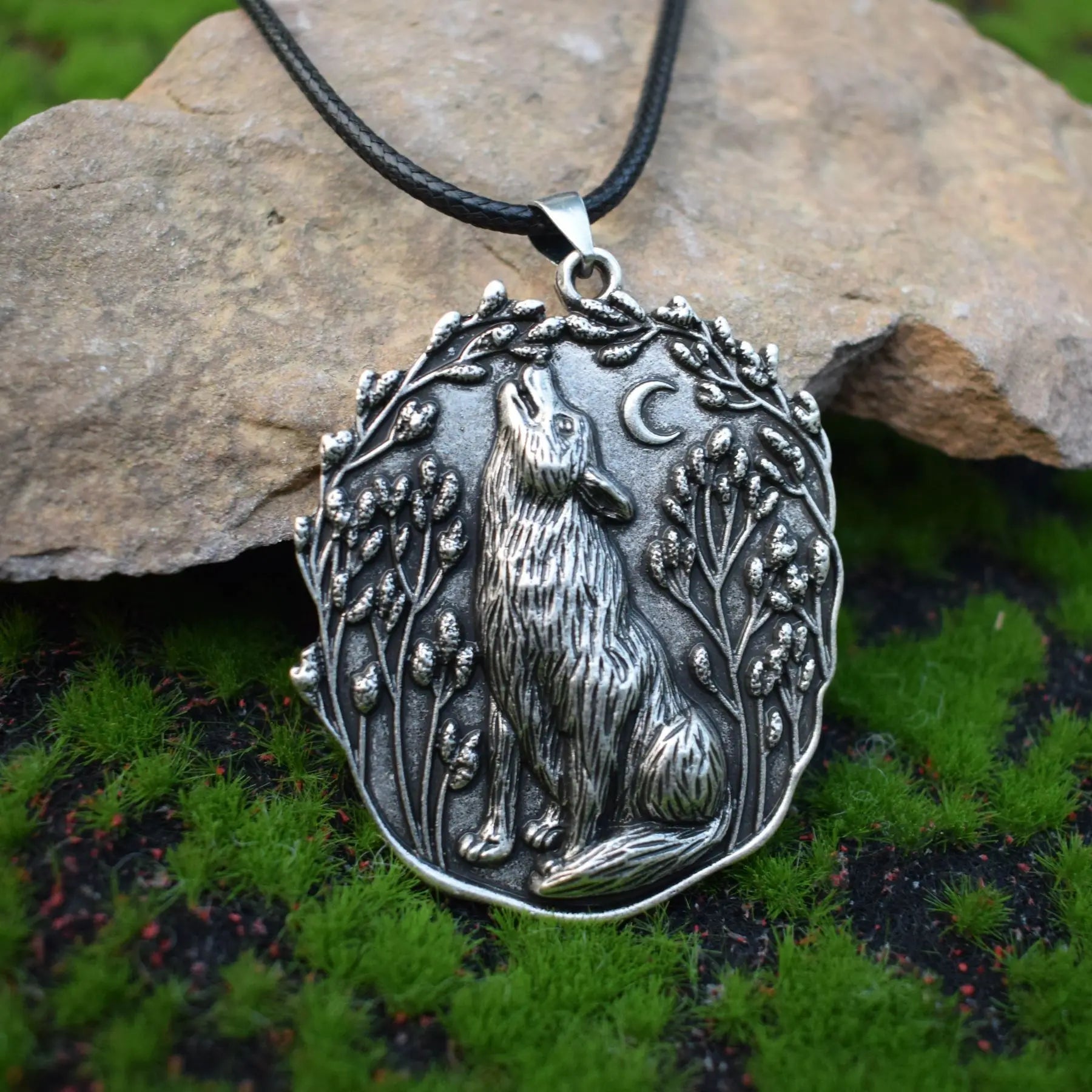 Colgante de Lobo Lunar Collar de Animal Espiritual