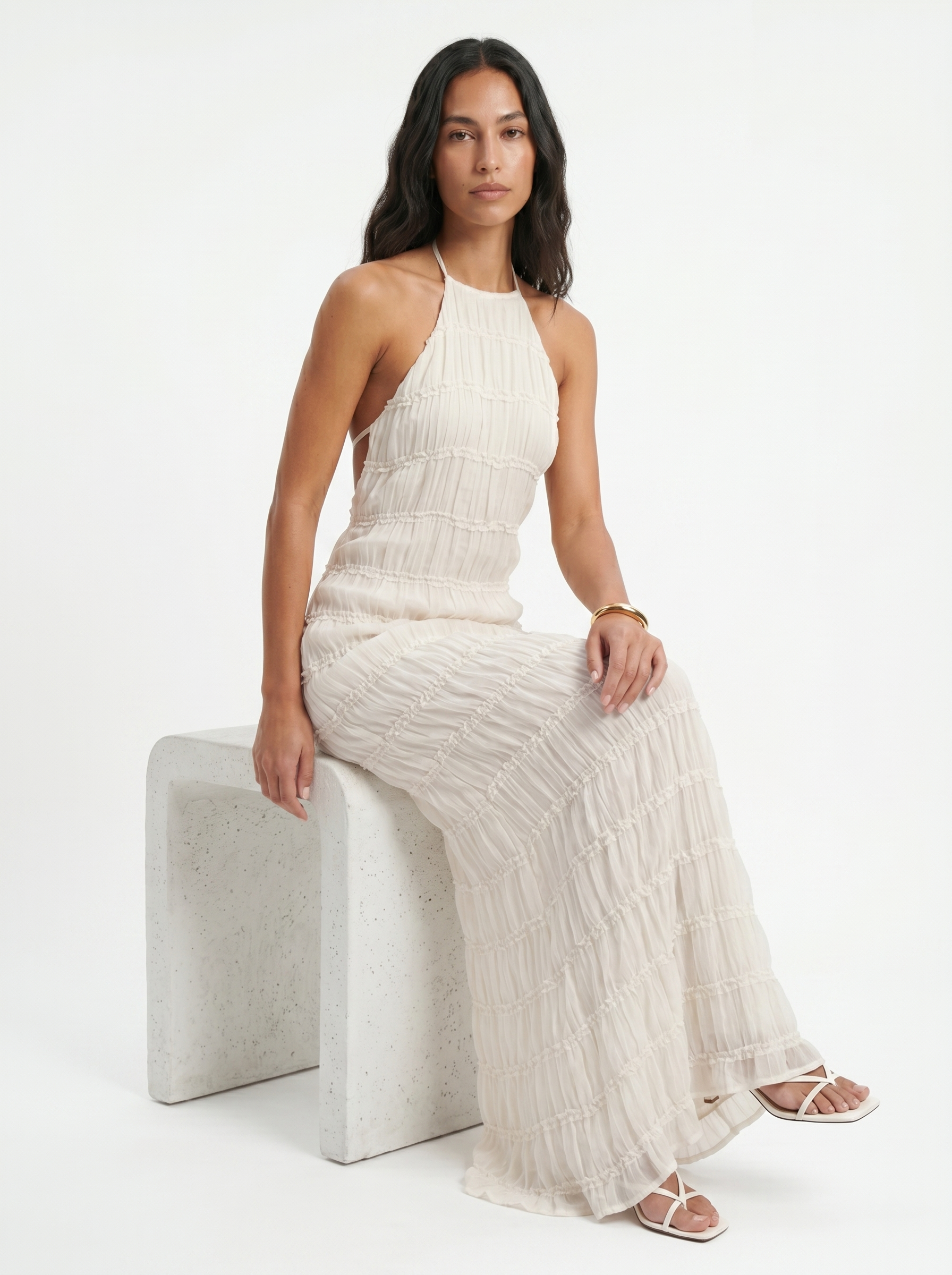 Ángela | Vestido maxi elegante de verano con cuello halter