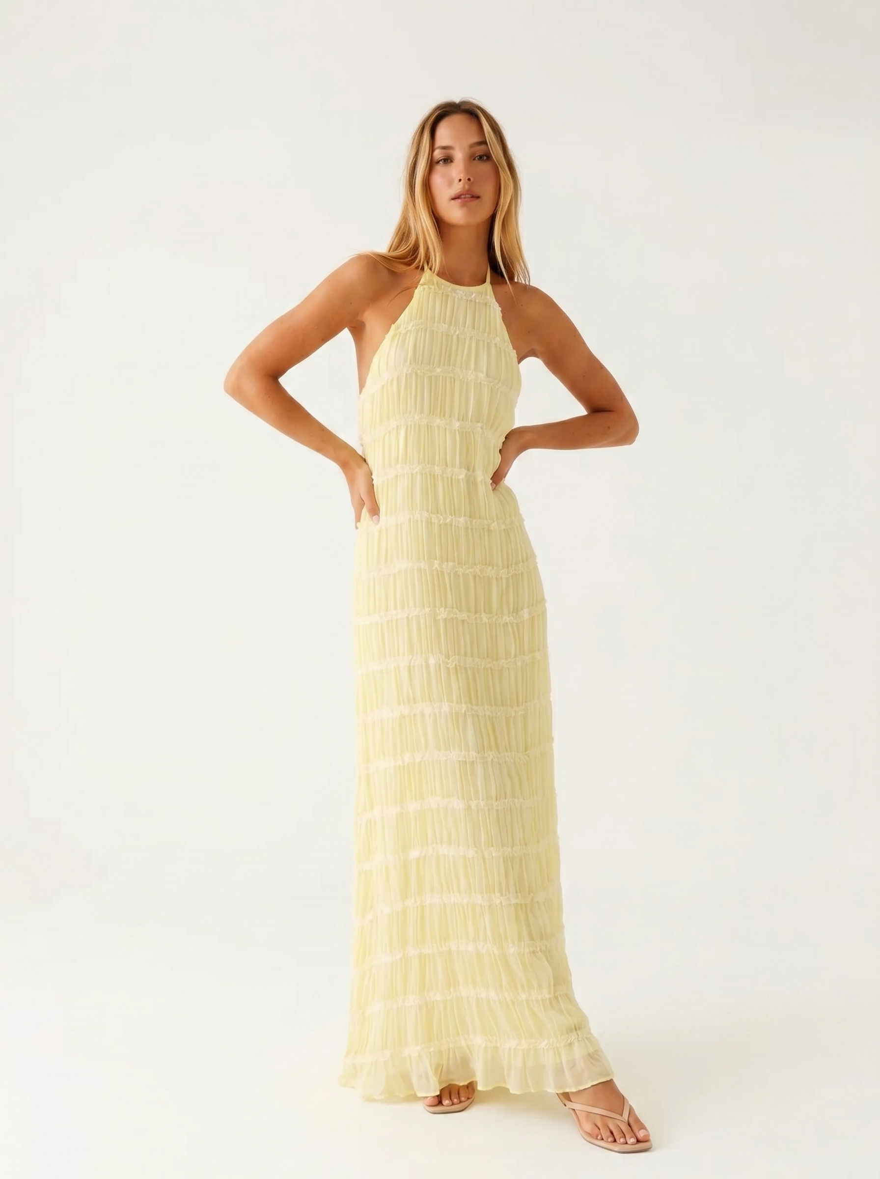 Ángela | Vestido maxi elegante de verano con cuello halter