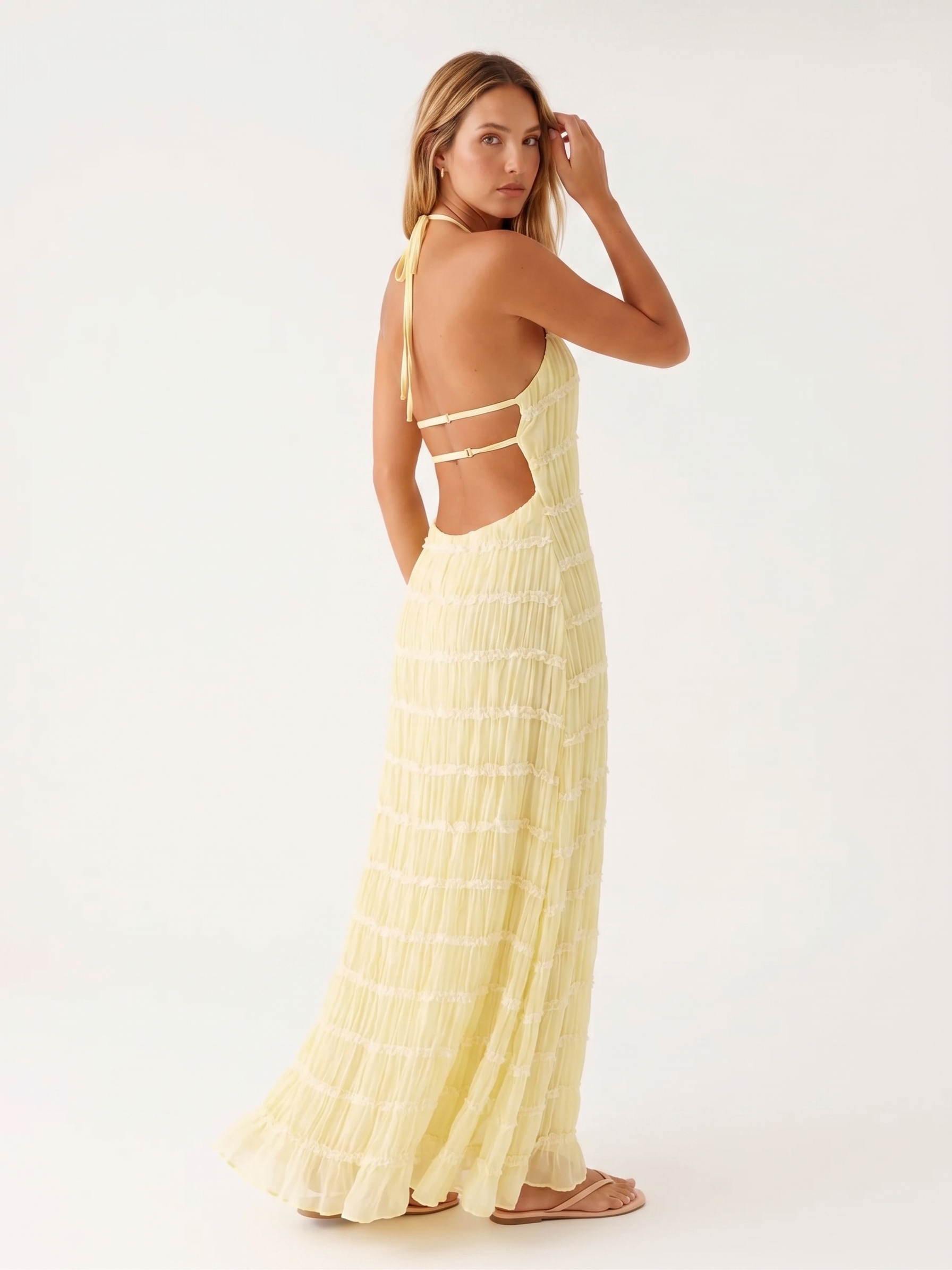 Ángela | Vestido maxi elegante de verano con cuello halter