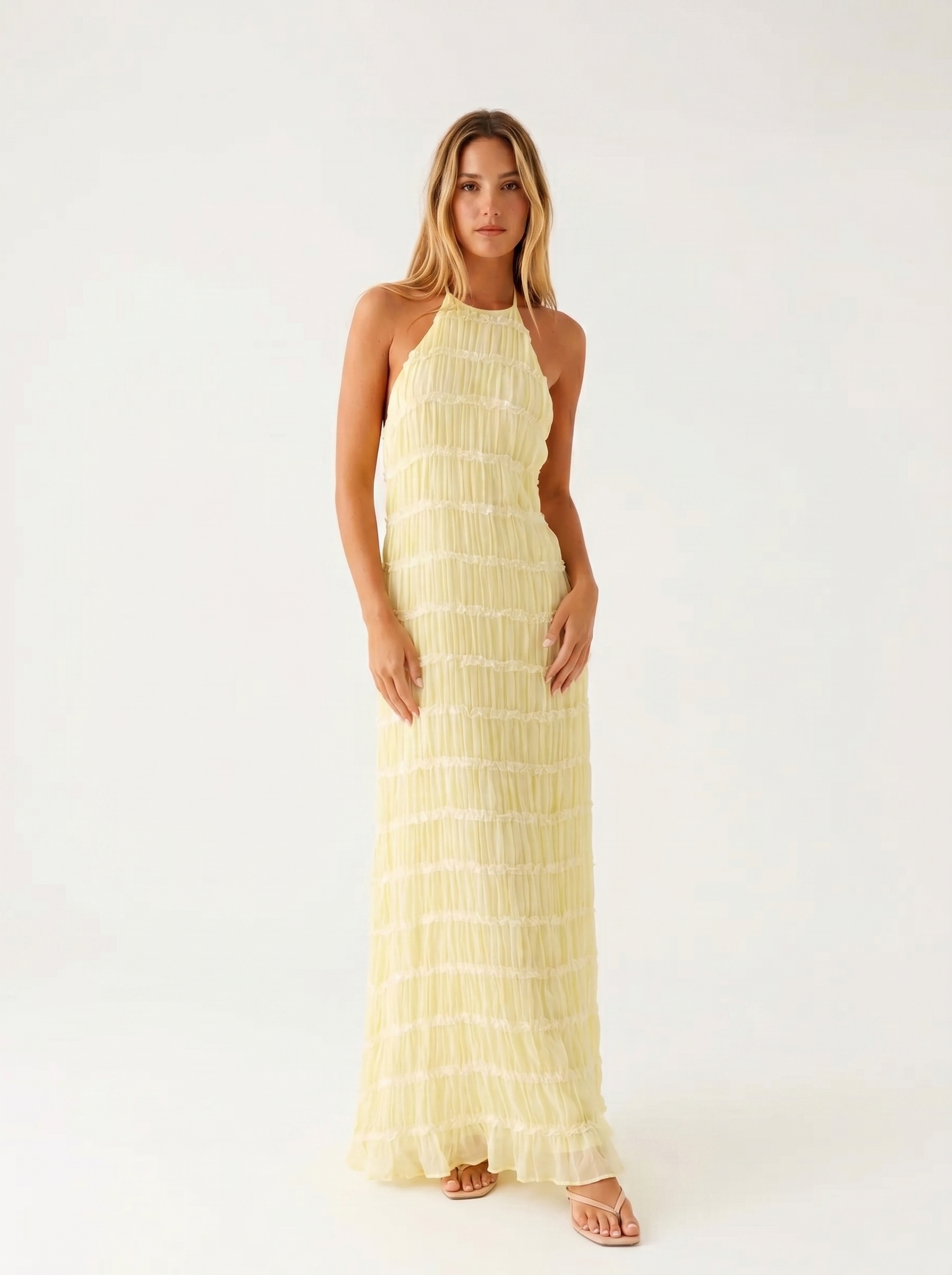 Ángela | Vestido maxi elegante de verano con cuello halter