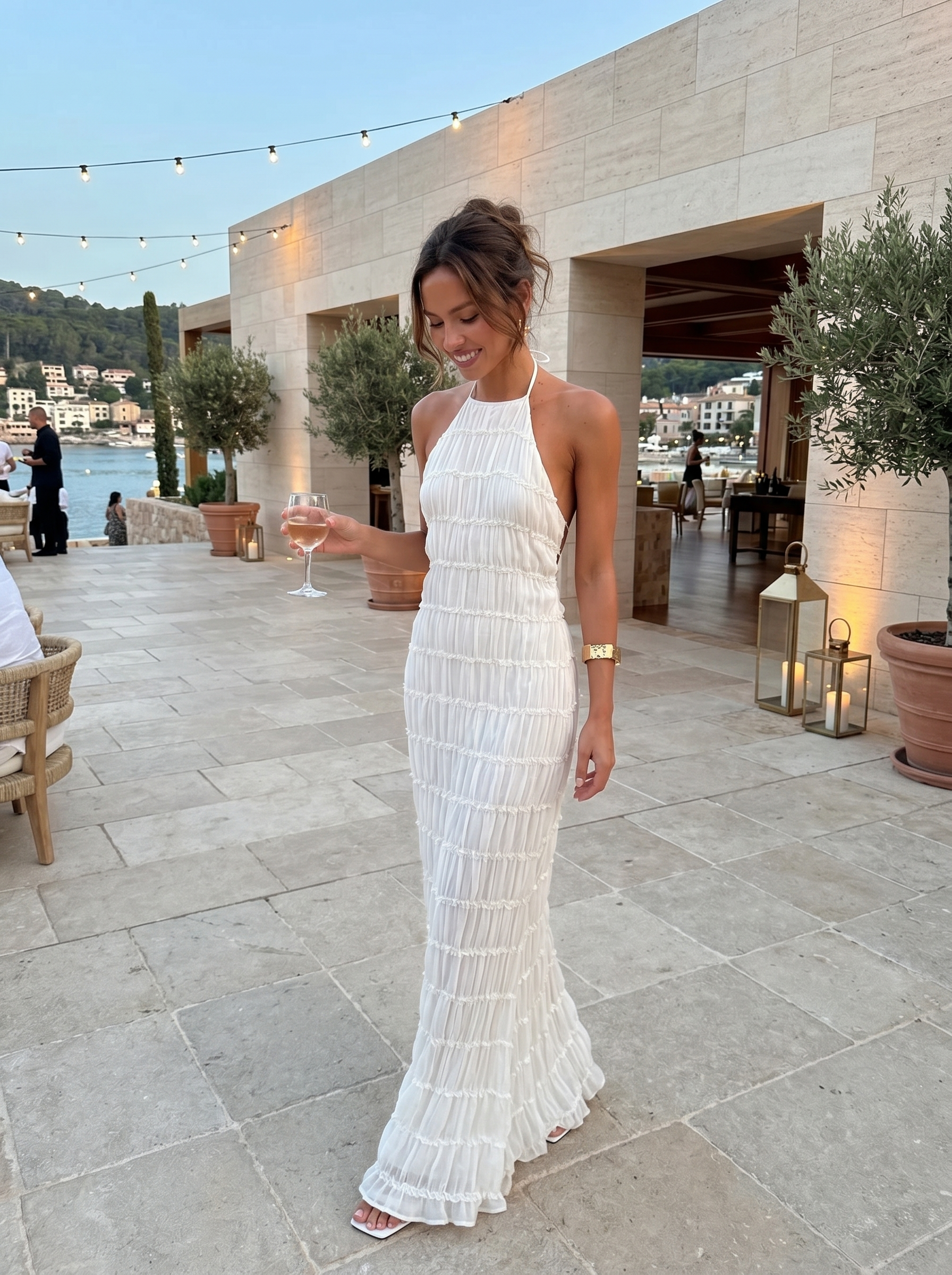 Ángela | Vestido maxi elegante de verano con cuello halter